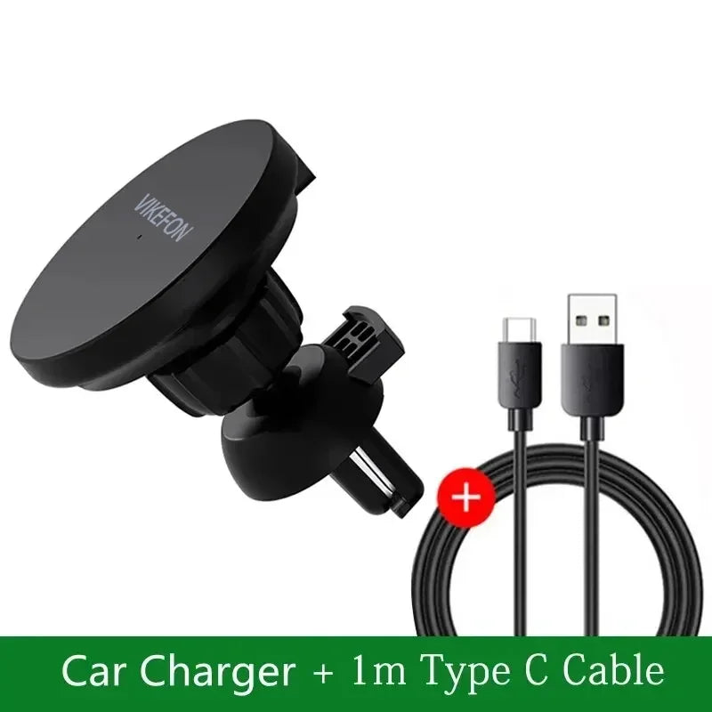 VIKEFON 30W Magnetic Car Wireless Charger For iPhone 12 13 14 15 pro max Air Vent Car Phone Holder Stand Fast Car Charging