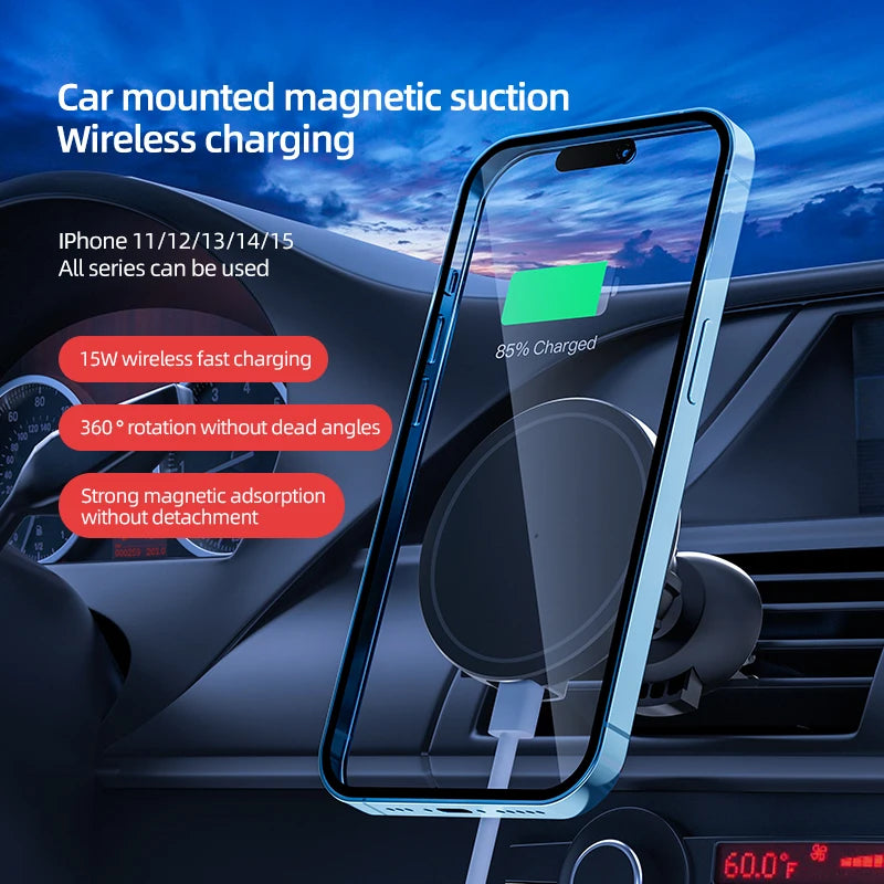 VIKEFON 30W Magnetic Car Wireless Charger For iPhone 12 13 14 15 pro max Air Vent Car Phone Holder Stand Fast Car Charging