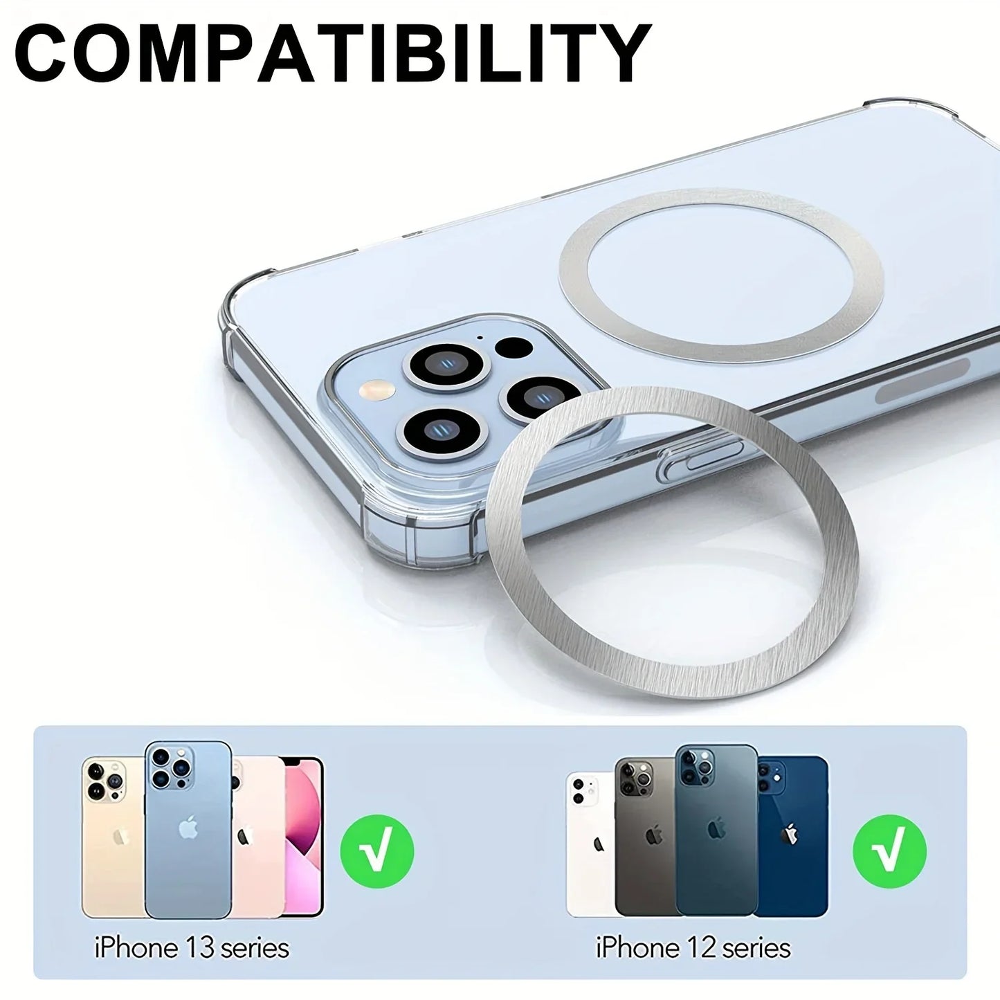 10PCS for Magsafe Magnetic Plate Ring Universal Stickers Support Wireless Charger Metal Plate Sheet for iPhone Samsung Xiaomi