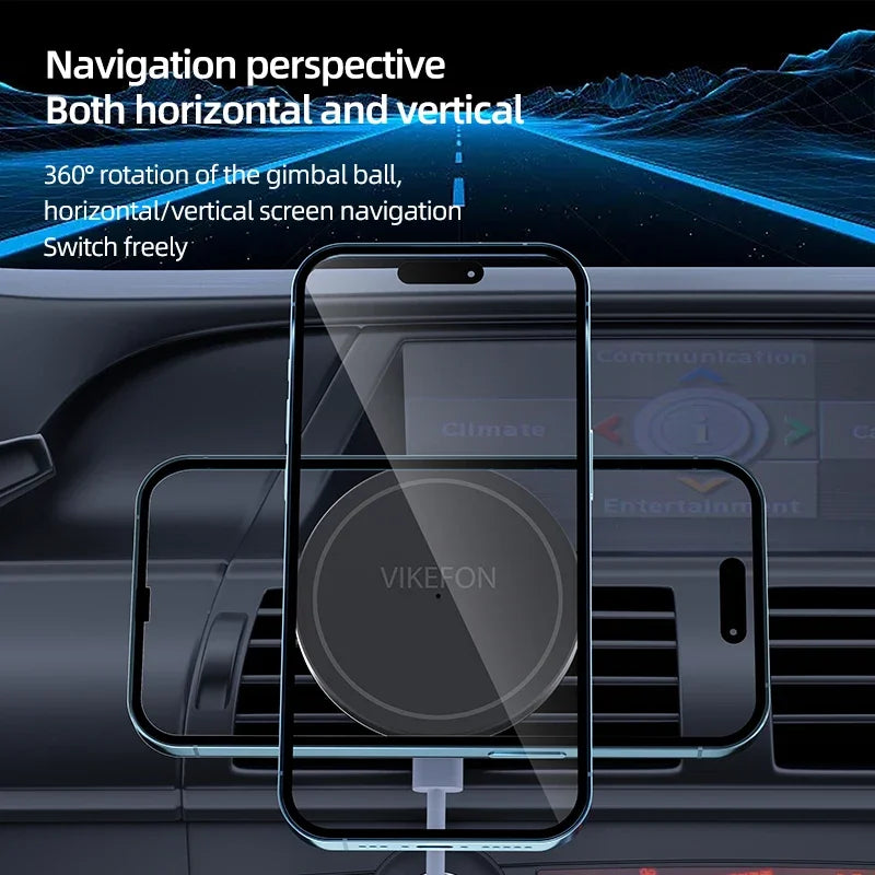 VIKEFON 30W Magnetic Car Wireless Charger For iPhone 12 13 14 15 pro max Air Vent Car Phone Holder Stand Fast Car Charging