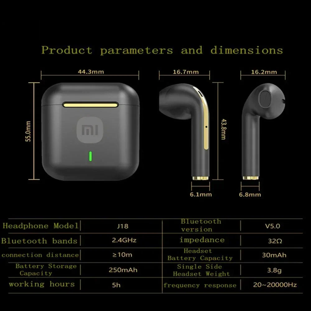 XIAOMI J18 True Wireless Earphone Noise Cancelling Headphone HiFI Stereo Game With Micr ﻿TWS In Ear Earbuds Waterproof Headset